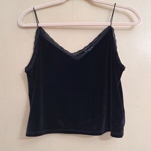 Black velvet Y2K Lace babydoll Cami  Top Medium Whimsigoth Fairy Grunge